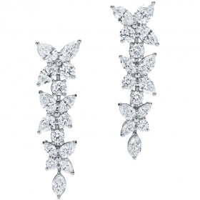 2020 Tiffany Victoria Mixed Cluster Drop 18k Platinum Earrings 35390529