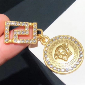 2020 Versace Icon Medusa Gold Medallion Crystals Earrings 